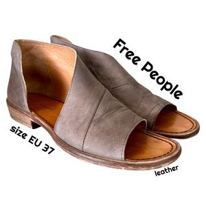 Free People Mont Blanc Open Toe Leather Sandal in Dark Grey